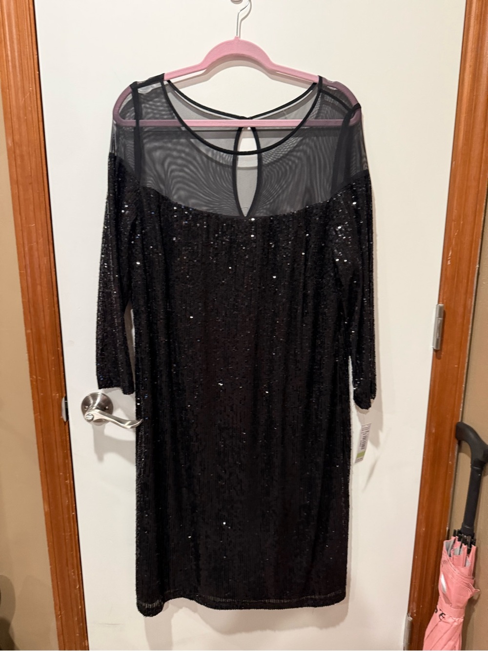 R&M Richard’s Black Sequin Mesh Yoke Women's Dress